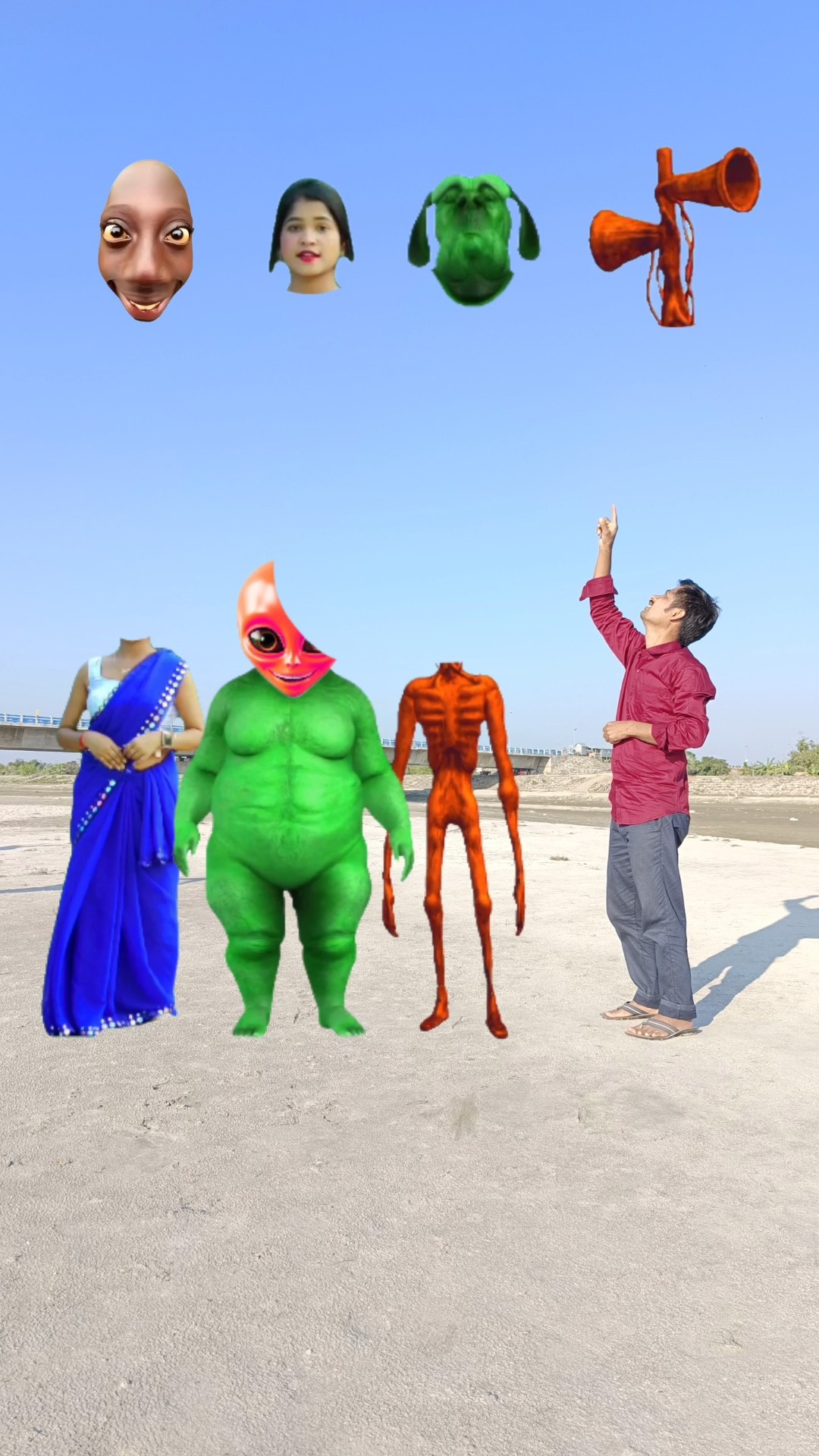 green fatty dog_ red dancing siren_ blue sarees bhabhi _ me - head matching funny video ?